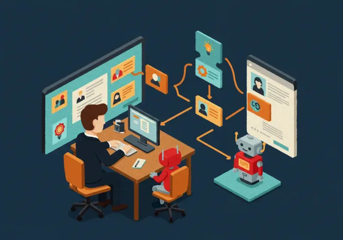 Workflow diagram showing automated business processes